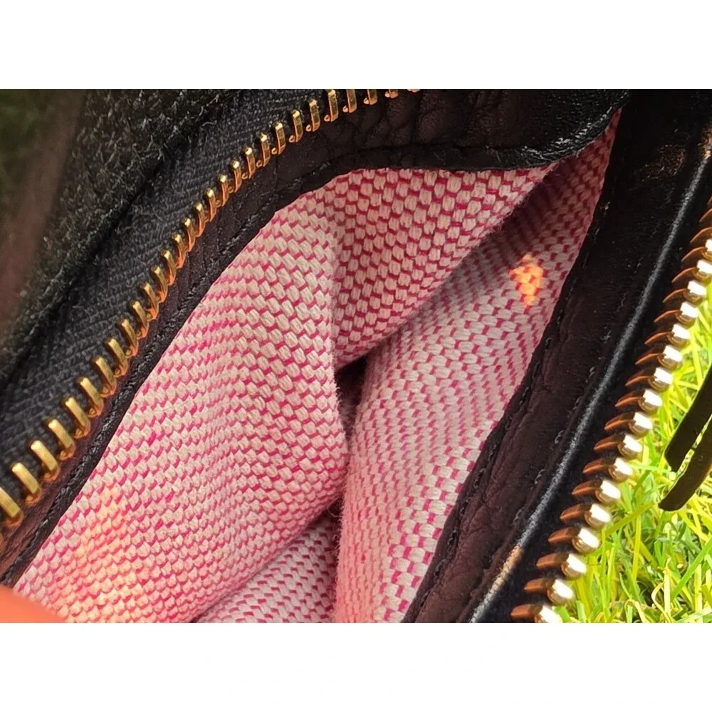 Dooney Bourke Dillen Black Pebbled Leather Hobo Bag Double Pocket GUC